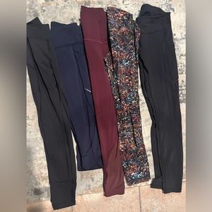 Lululemon Size 6 Legging. Lot Of 5 Black Colorful Good conditon